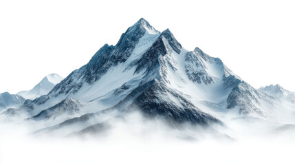 mountains in the snow isolated on white background 