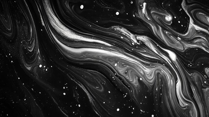 Abstract Black And White Swirling Paint Design