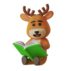 Cute Reindeer Mascot Reading book