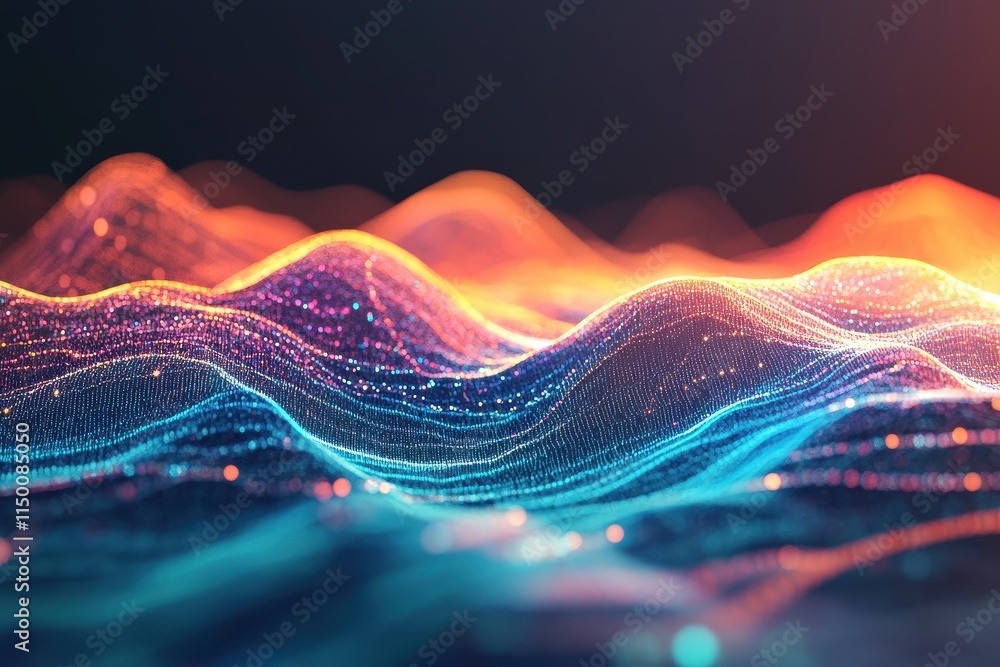 Aufkleber abstract colorful wave data visualization. (1)