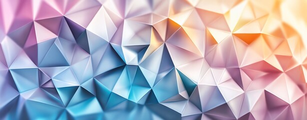 Obraz premium Vibrant Polygonal Abstract Background with Iridescent Gradient Prism Crystal Pattern