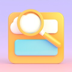 Colorful Magnifying Glass Icon with Background and Shapes