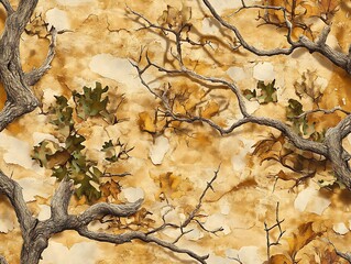 Obraz premium camouflage texture traditional seamless, Seamless Marine Camouflage Texture with Branches and Leaves