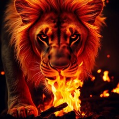Naklejka premium lion of fire