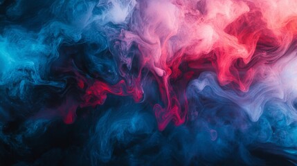 Abstract Swirling Blue and Red Ink Clouds