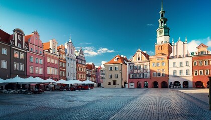 Naklejka premium Generated image Origami Paper Town of Central Square in Poznan, Poland