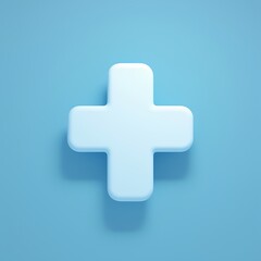 Obraz premium Minimalist Light Blue Medical Cross Icon on Soft Blue Background