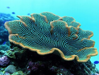 Brain Coral under water coral reef Bonaire , isolated on white background,  , copy space, copy space for text,
