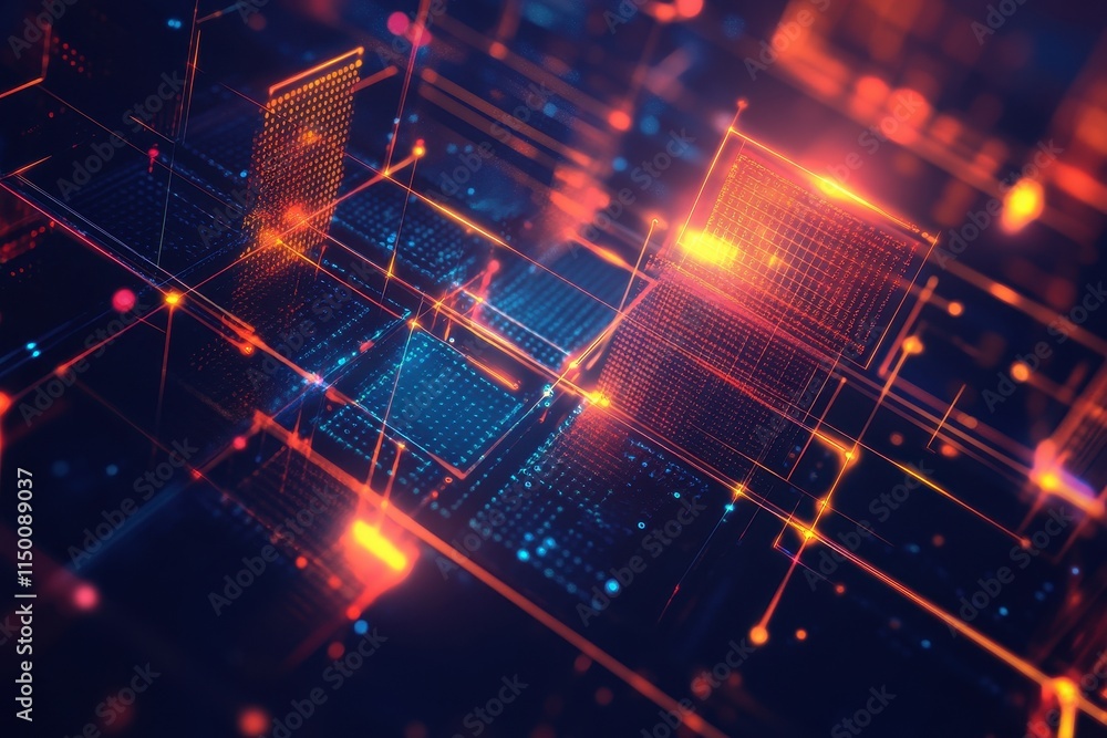 Poster abstract digital network data flow. (18)