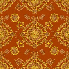 Fototapeta premium Golden Mandala Pattern: Luxurious Seamless Texture 