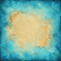 Blue and tan background with a white circle in the middle