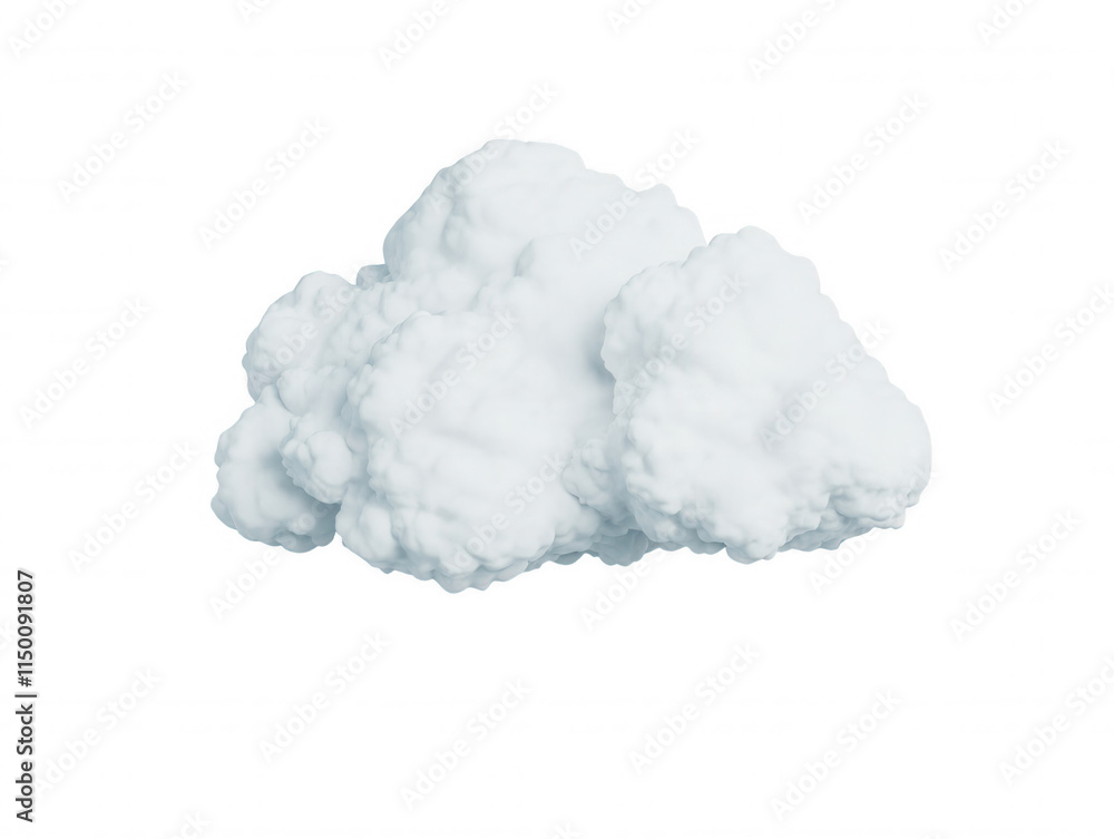 Poster soft and fluffy cloud formation isolated on a transparent background representing peaceful skies and