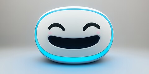 Happy Emoji Face 3D Render Cute Smiling Technology Icon