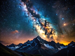 Starry Night Mountains Milky Way Galaxy Landscape Astrophotography Night Sky Photography