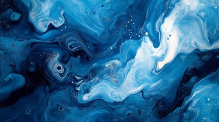 Abstract Blue and White Swirling Paint Texture