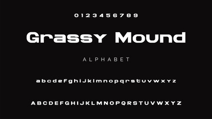 Abstract modern sans serif alphabet font.