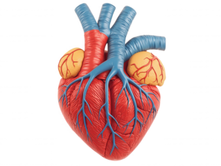 Detailed Anatomical Heart Model with Vessels and Adrenal Glands Depicting Human Circulatory System for Educational and Medical Use