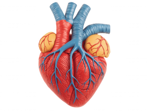 Detailed Anatomical Heart Model with Vessels and Adrenal Glands Depicting Human Circulatory System for Educational and Medical Use