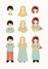 Islamic event set, ramadhan, eid, maulid, islamic new year , decoration item