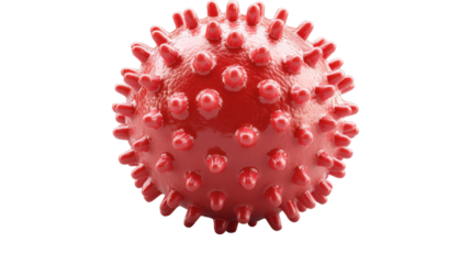 Red spiky massage ball isolated on white background