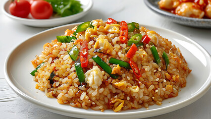 Delicious fried rice with egg and vegetables