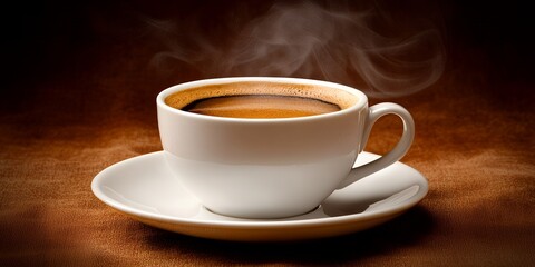 Obraz premium Aromatic Hot Coffee Cup Steam Espresso Drink Beverage