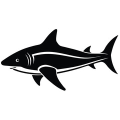 Fish silhouette on white background.