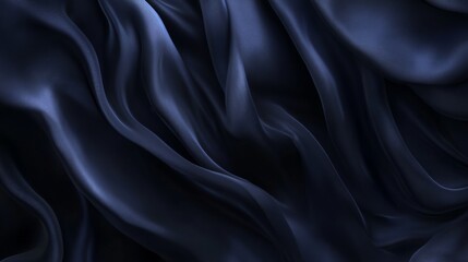Fototapeta premium Deep Blue Silk Fabric Draped in Soft Waves