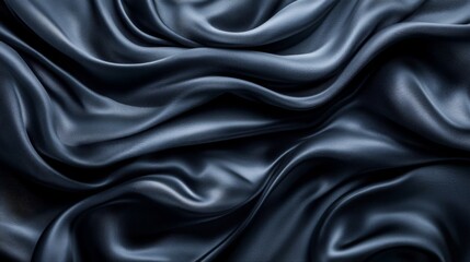 Obraz premium Dark Blue Silk Draped Fabric Texture Background