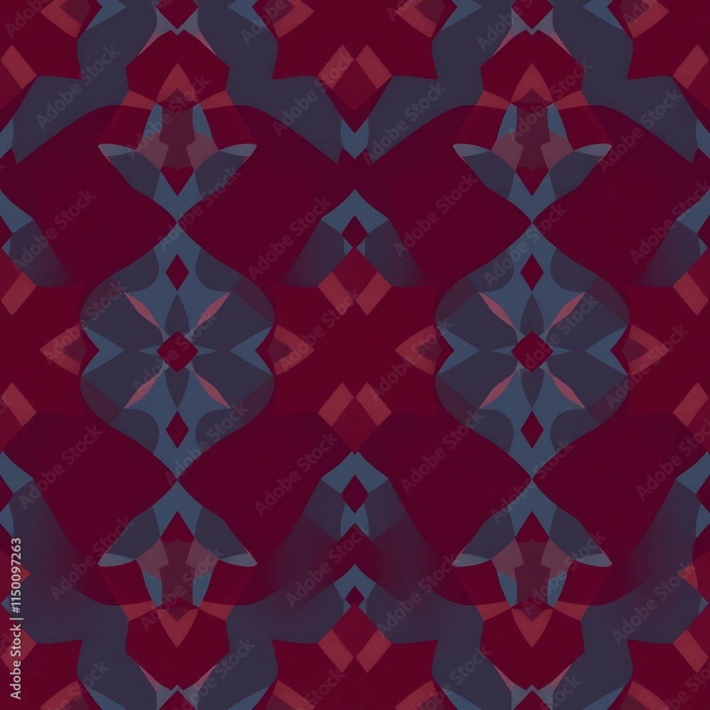 Poster intricate geometric pattern: a seamless, abstract, and captivating pattern in shades of burgundy and