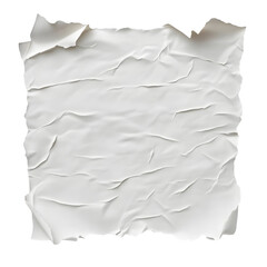 Obraz premium A wrinkled, textured piece of white paper with torn edges, suitable for notes or art.