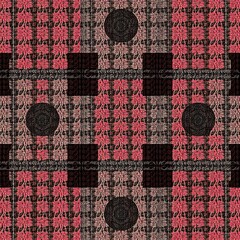 Abstract Plaid Textile Design: Geometric pattern with black, pink and grey tones. Perfect for fashion, home decor, and textile projects.