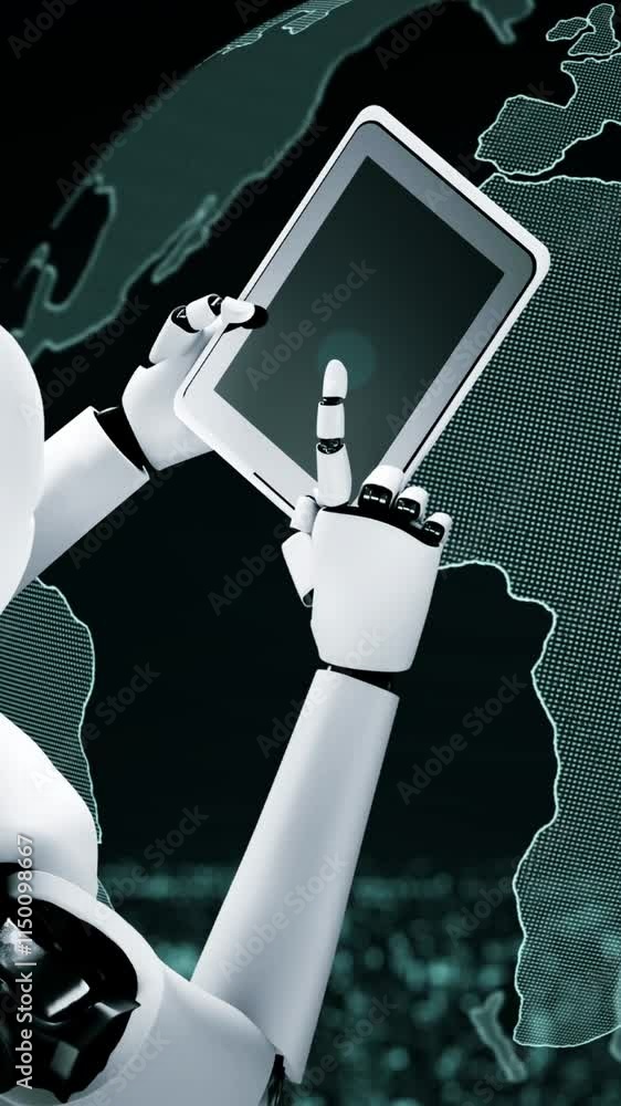 Aufkleber future financial technology controll by ai robot huminoid uses machine learning and artificial intel