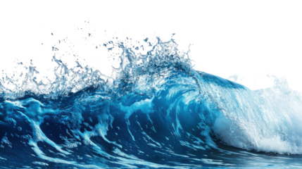 Large ocean wave, transparent background