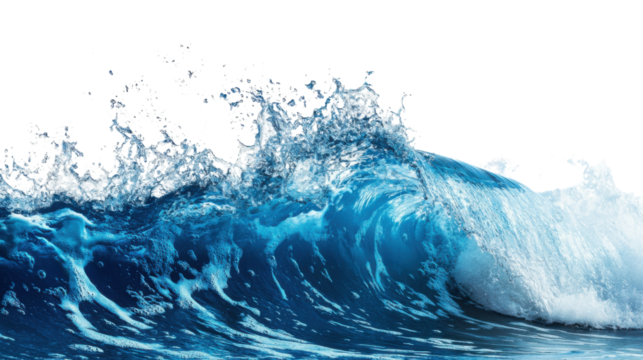 Large ocean wave, transparent background
