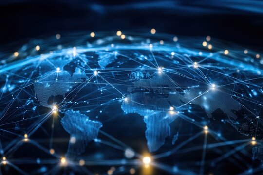 Global network connection, digital world map. (56)