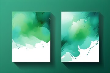 green vector colorful watercolor backgrounds for business card or flyer template