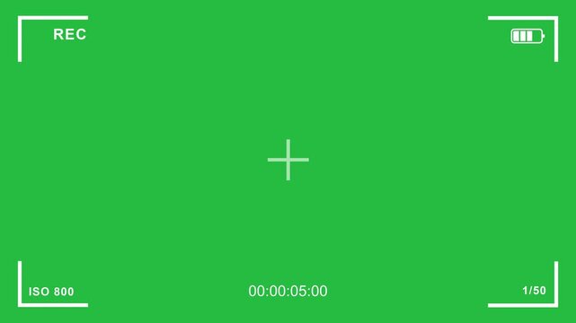 Frame of the video camera screen on green screen backround