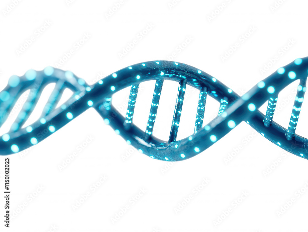 Aufkleber high-resolution visualization of a scientific dna helix model with glowing blue lights representing 