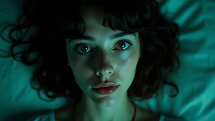 Fototapeta premium portrait of a woman Immerse soul gorgeous eyes captivating blue tone
