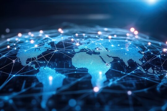 Global network connection, digital world map. (20)