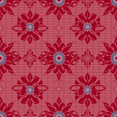Crimson Floral Damask Pattern 
