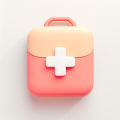 Fototapeta premium Colorful 3D medical kit with white cross symbol isolated design