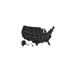 USA map icon flat vector design