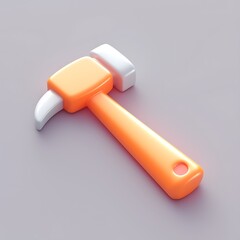 Cute and Simple Cartoon Hammer on Gray Background for Design Projects