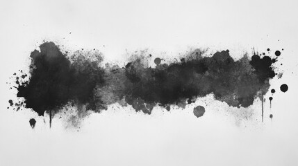 Abstract Black Ink Splashes On White Background