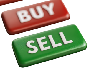 Buy Sell Buttons for Trading Concepts in Finance, Representing Market Activities and Investment Strategies, Ideal for Digital Marketing and Educational Content