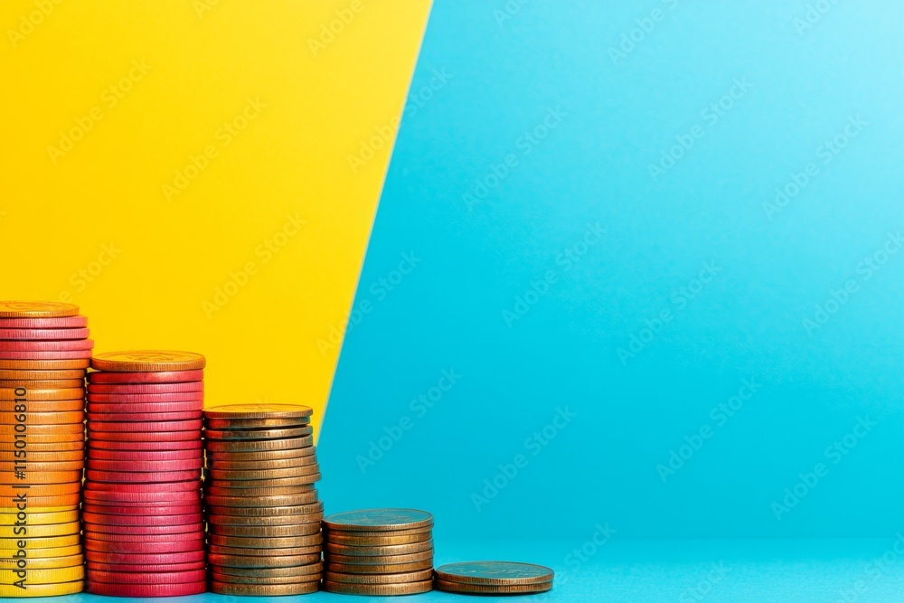 Poster a clean design of an abstract funnel leading into a stack of coins, symbolizing profit flow