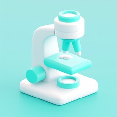 Modern Microscope on a Light Blue Background with Sleek Design