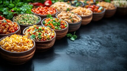 Fototapeta premium Vibrant sushi spread with cherry blossoms and traditional dishes in a serene setting